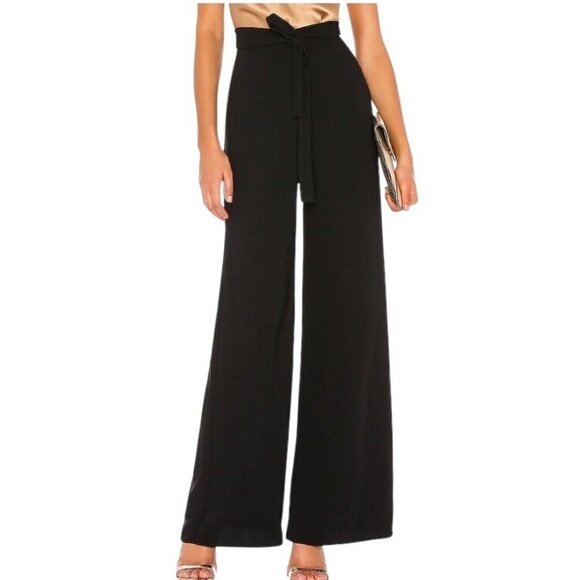 Amanda Uprichard Ariya wide leg full length belted tie Pants in Black women’s M - Picture 1 of 12